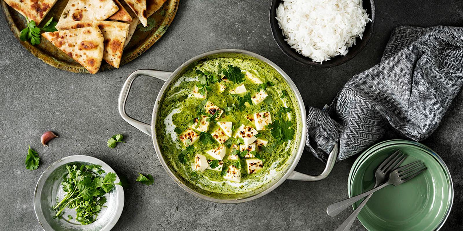 Palak paneer leipäjuustosta